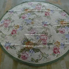 6' X 6' круглый ручной работы цветочные Розовые розы бабочки шерстяной вышитый ковер новые зеленые края