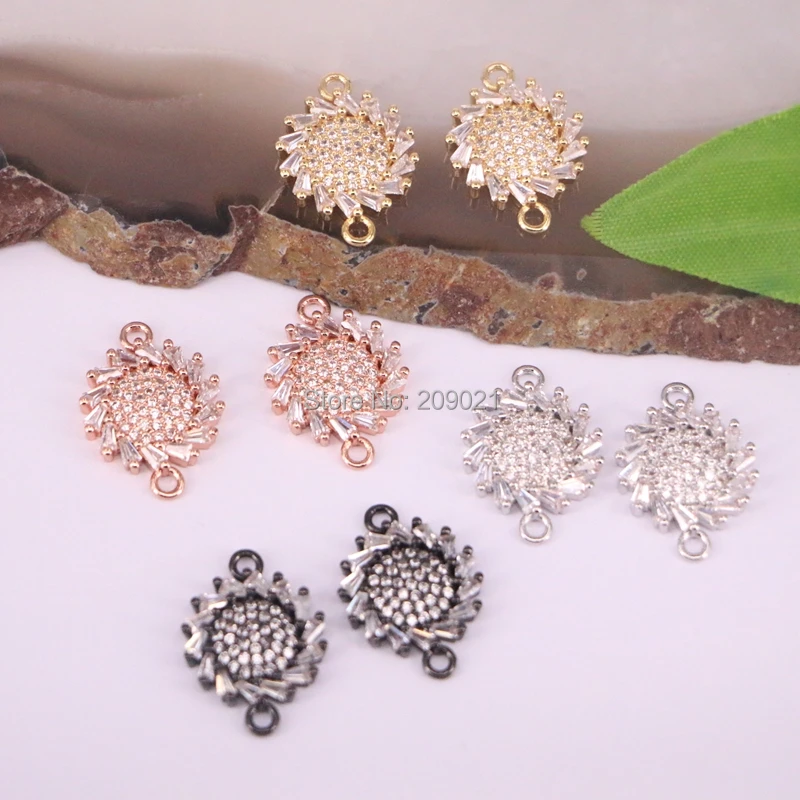 

10Pcs Micro Pave CZ Crystal Charm Connector for DIY Jewelry Findings