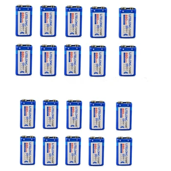 

LITELONG 20pcs/lot 9v SUPER BIG 880mAh li-ion lithium Rechargeable 9 Volt Battery Manufacturer's warranty FREE SHIPPING