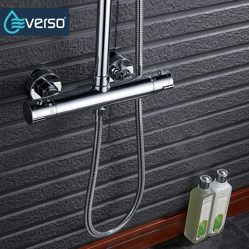 

Bathroom Combination Basin Thermostatic Faucet Dual Handles Faucet and Shower Faucet Single Handle Cold and Hot Water Mixer