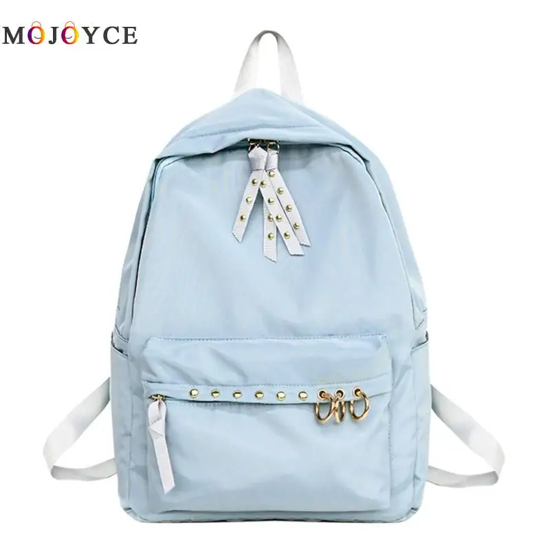 

Canvas Women Backpacks Girl Zipper Rivets Rings Shoulder School Backpacks Teenagers Bookbag Mochila Feminina
