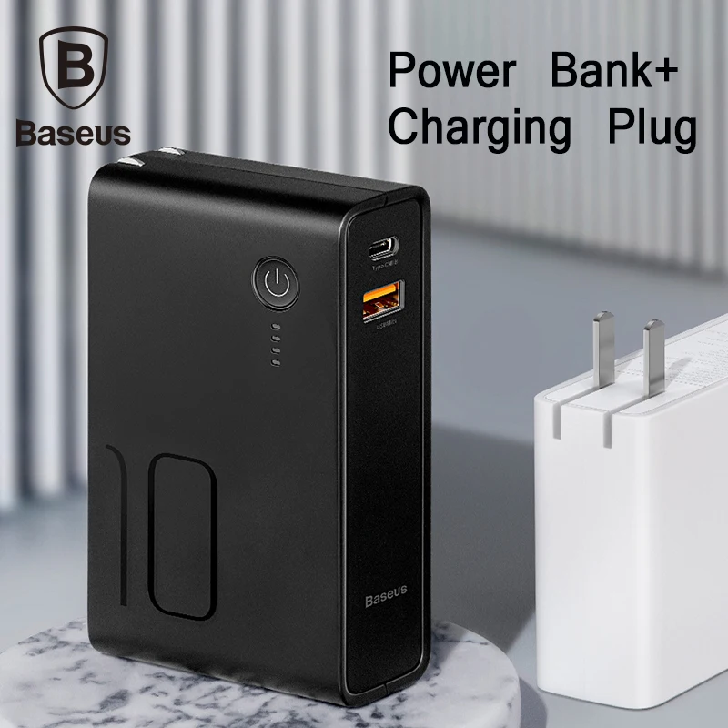 Banco de energía Baseus 10000 mah con enchufe Usb 3A tipo C y salida Usb PD3.0 + QC3.0 rápido carga