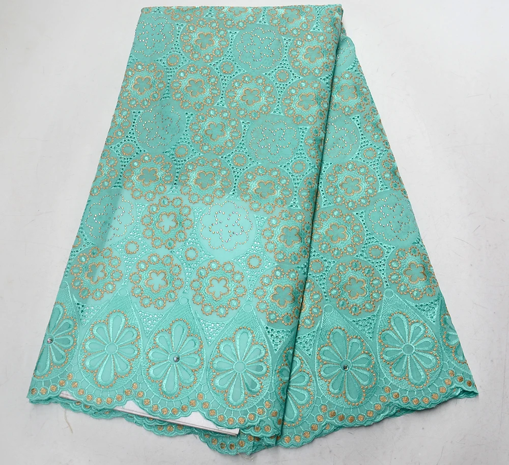 

High quality Nigerian embroidered cotton dry lace fabric with stones wedding dress African Swiss voile lace in Switzerland