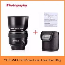 YONGNUO YN85mm F1.8 Lens +Lens Hood Standard Medium Telephoto Prime fixed focus lens For Canon EF Camera 7D 5D Mark III 80D 70D