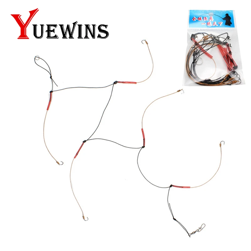 

YUEWINS High Carbon Steel String Hook Fishhooks Rigs Swivel Fishing Tackle Pesca Bait Combination String Hook 5 Small Hook TP265