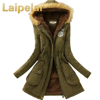 

Laipelar Women Parka Fashion Autumn Winter Warm Jackets Women Fur Collar Coats Long Parkas Hoodies Office Lady Cotton Plus Size