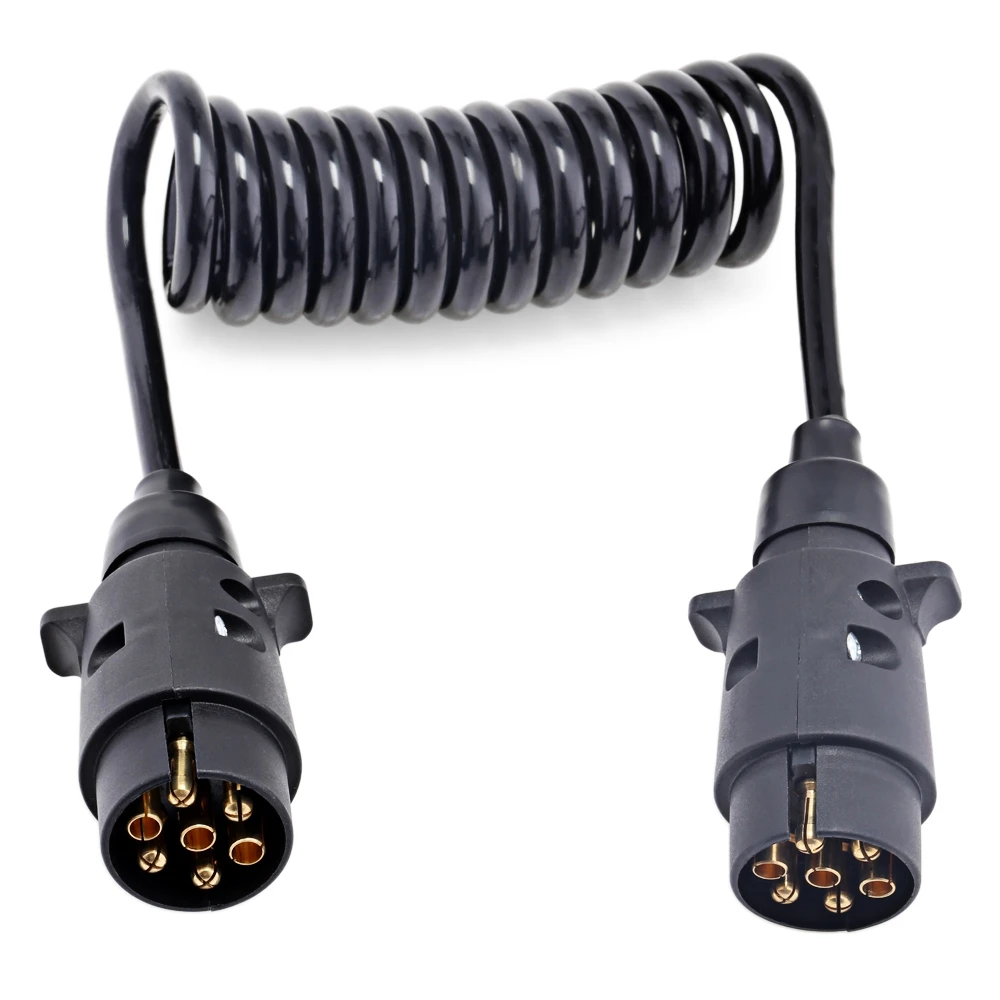 Trailer Wiring Connector N type Aluminum 7 Pin T23489 Plug 150CM Spring Extension Cable For ...