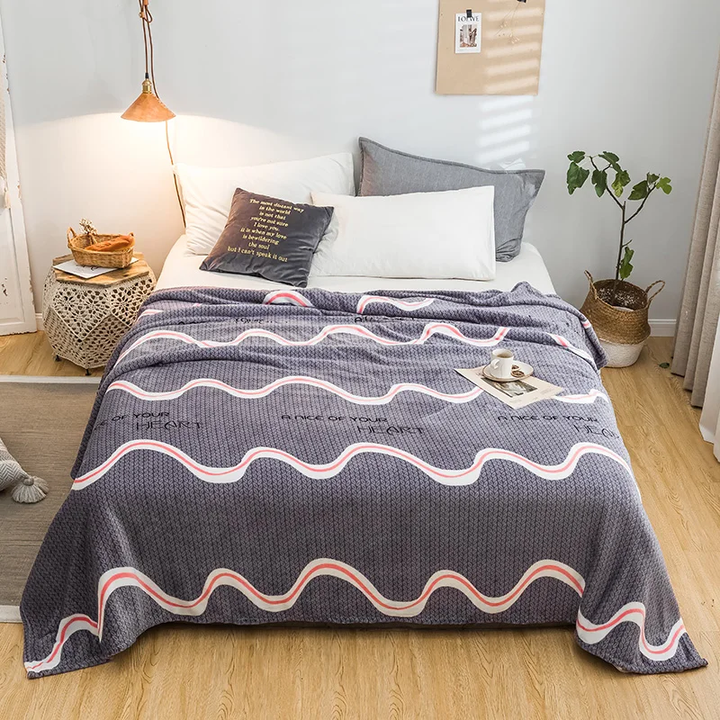 Wave bedspread blanket 200x230cm High Density Super Soft Flannel Blanket to on for the sofa/Bed/Car Portable Plaids