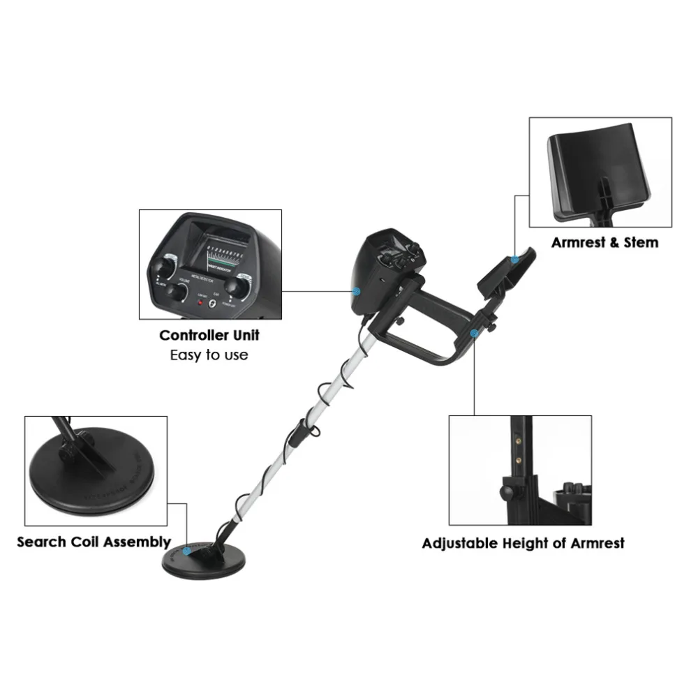 MD4030 Portable Light weight Underground Metal Detector Length Adjustable Gold Treasure Metal Finder Hunter Under Shallow Water