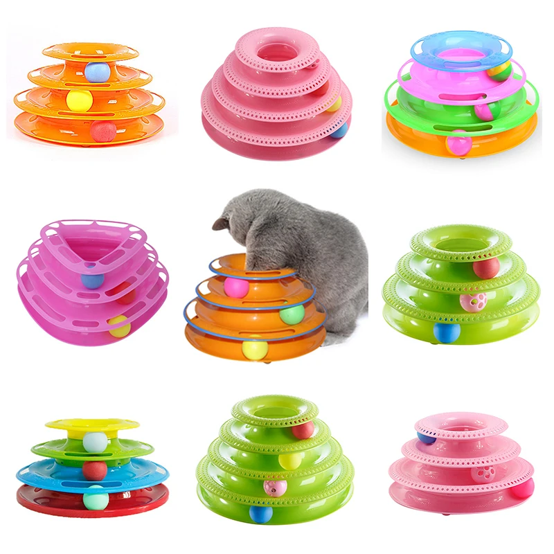 

Funny Pet Toys Cat Crazy Ball Disk Interactive Amusement Plate Play Disc Trilaminar Turntable Cat Toy For Gatos