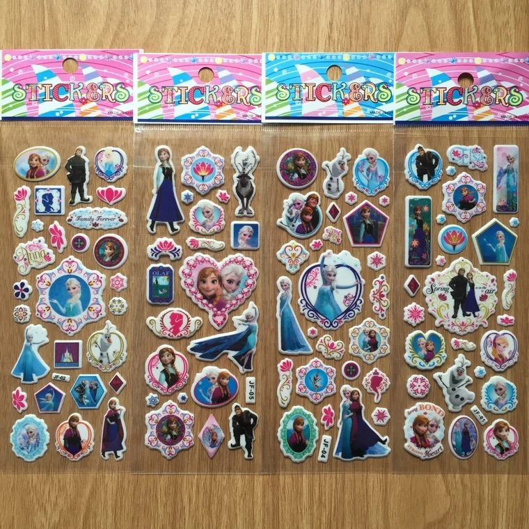 14 Sheets 3D Puffy Bubble Stickers Cartoon Frozen Stickers DIY For Children Boy Girl Toys PVC Removable wall stickers decoration