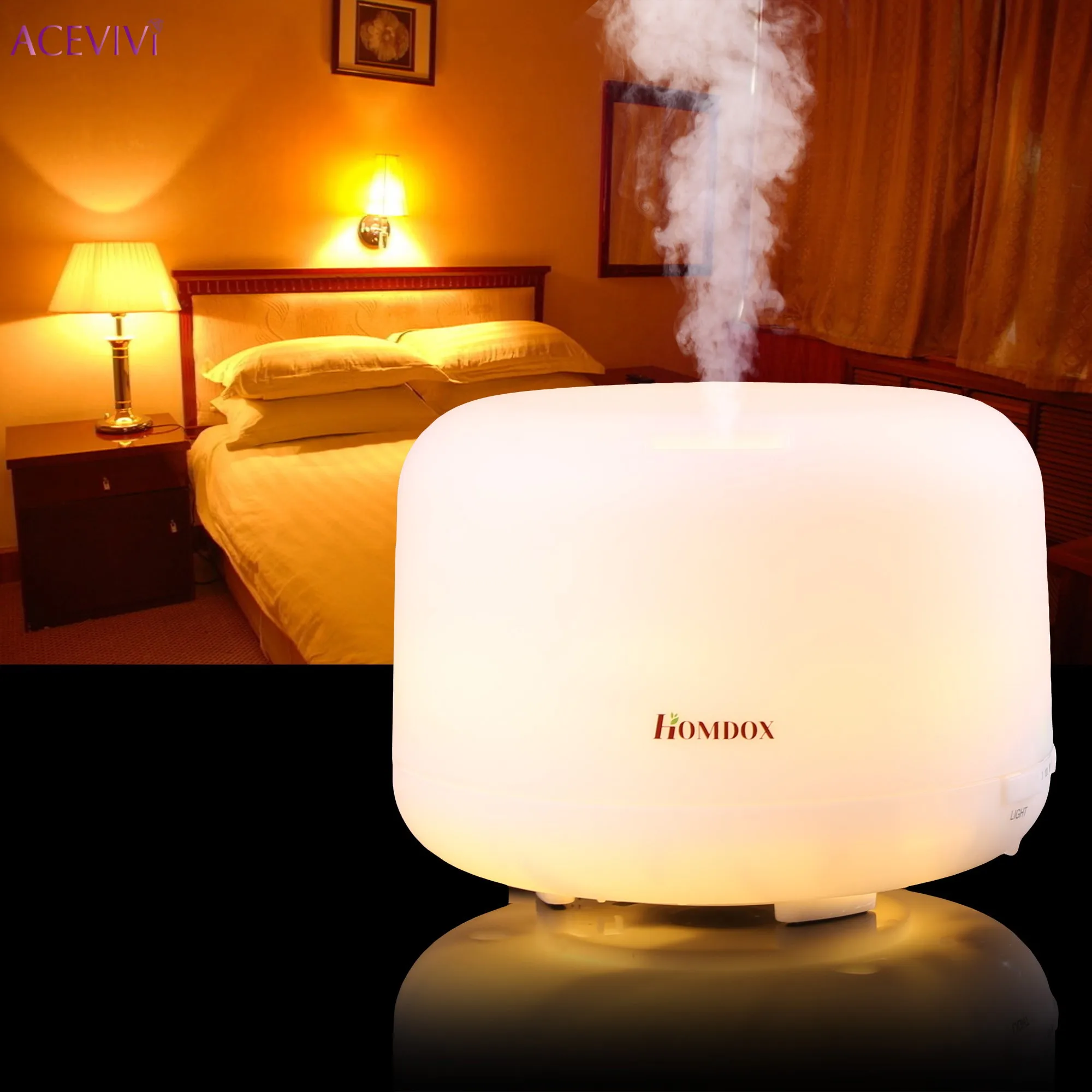 

Homedox 500ml Aroma Essential Oil Diffuser Ultrasonic Air Humidifier 4 Timer Setting 4 Color Changing LED Lights Electric