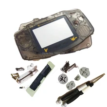 Новая распродажа, прозрачный черный цвет, полный комплект, корпус, замена для GameBoyAdvance, корпус с ограниченным экраном, объектив GBO DMG игровая консоль