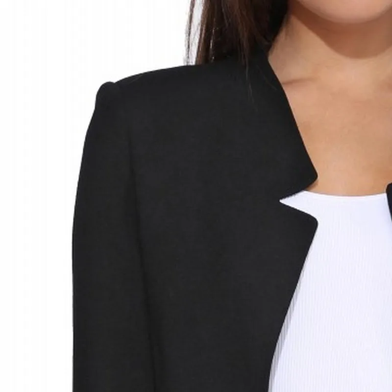 EXOTAO Long Sleeve Stand Neck Female Jacket Slim Plus Size Women Basic Coats 2017 Spring Chaquetas Open Stitch Black Jaqueta