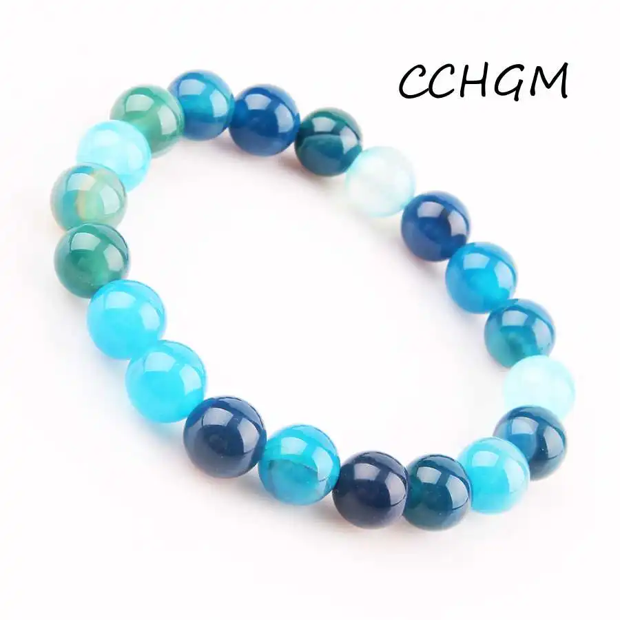 

2018 Natural BLUE Agates carnelian stone crystal quartz beads bracelets for women round beads bracelet pendant vintage jewelry