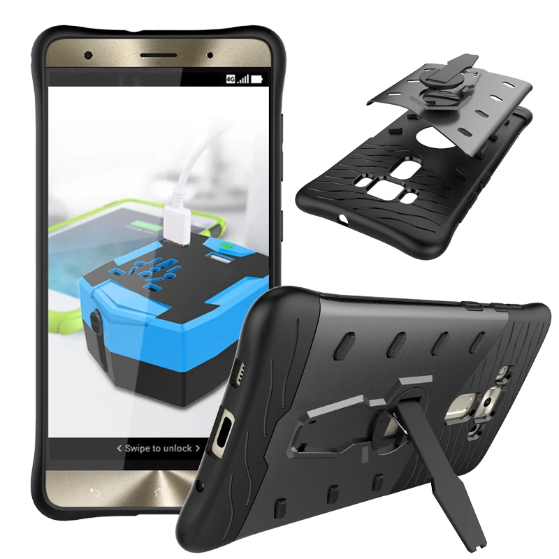 

PC Plastic Stand Case For Zenfone 3 Ze552KL Zs570KL Case Hybrid PC+TPU Back Cover For Asus Zenfone 3 ZS570KL 3 Max ZC520TL Coque
