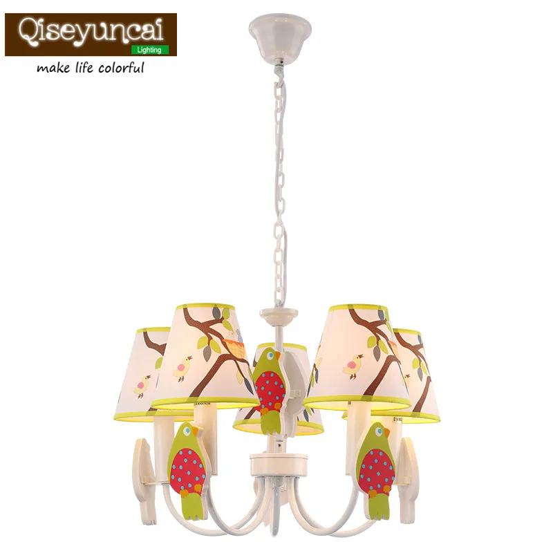 

Qiseyuncai Mediterranean pastoral children's room led warm chandelier creative study cute boy bedroom wrought iron lamps