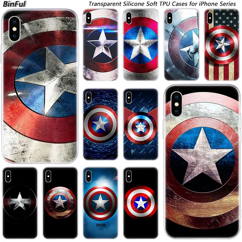 

Hot Marvel Captain America Shield Silicone Fashion Case for Apple iPhone 11 Pro XS MAX XR X 7 8 Plus 6 6s Plus 5 5C 5S SE Cover
