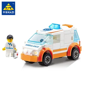 

KAZI 92pcs Ambulance Car Truck Building Blocks Sets Toys for Children Educational Assembling Bricks Gift Toy Brinquedos