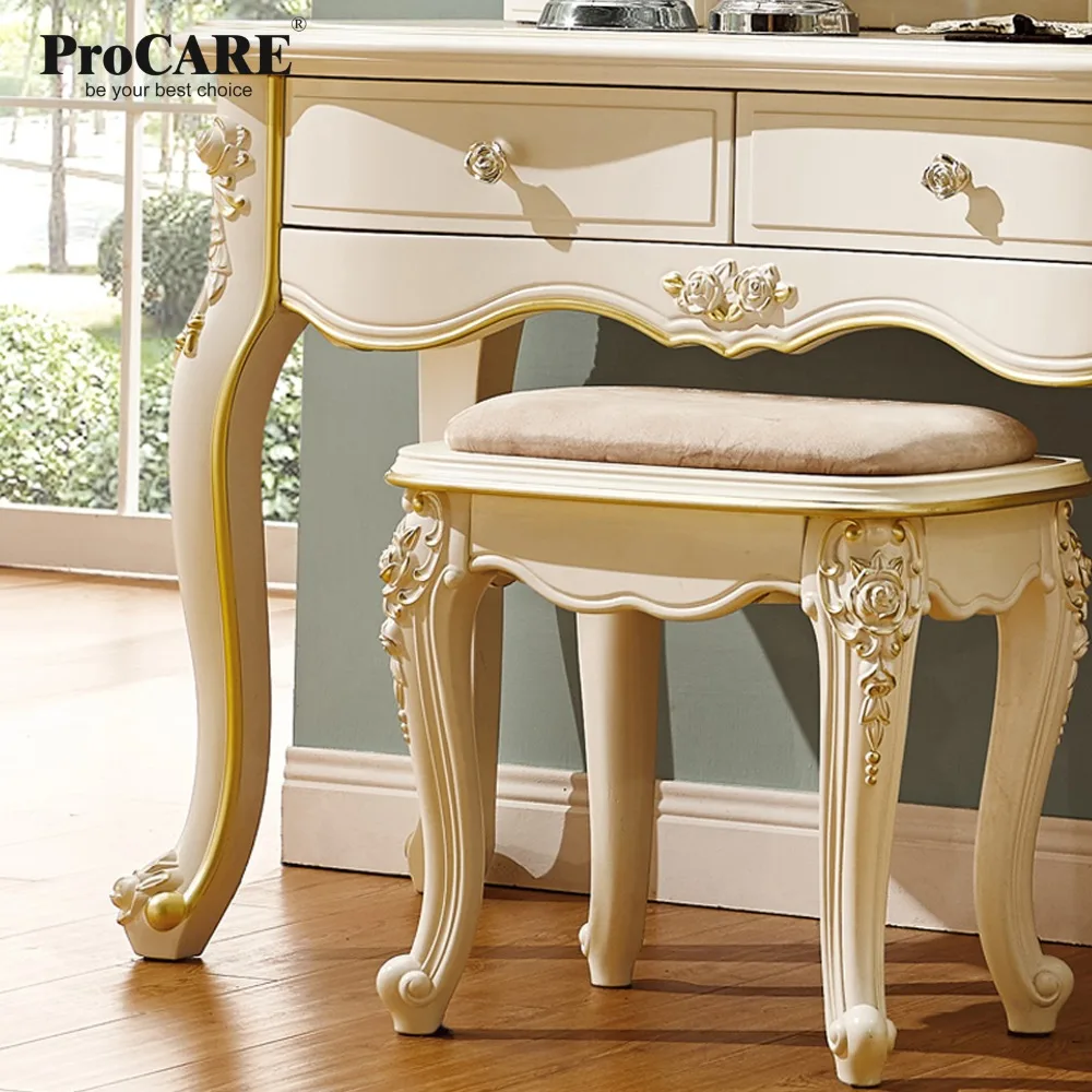 luxury European and American style bedroom furniture ivory,white, French dressing table with chair