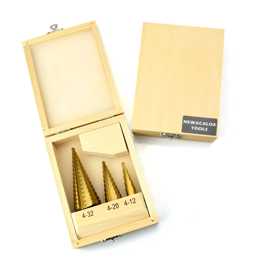  ACALOX Large Step Cone HSS Steel Spiral Grooved Step Drill Bit Hole Cutter Cut Tool 4-12/20/32mm wi