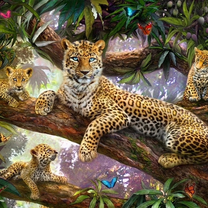 Tree Top Leopard Family Poster Print by Jan Patrick (18 x 9)
