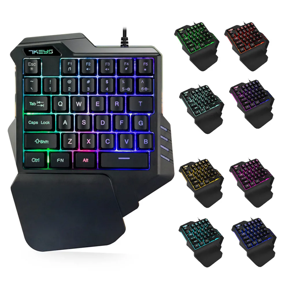 

Wired Chicken-eating Gaming Keypad with LED Backlight 35 Keys One-handed Membrane Keyboard