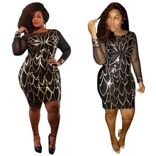 Fashion Sequin Sexy Women Club Mini Dress Elegant Christmas Party Dress See Through Black Mesh Sleeves Plus Size 2XL Dress CM254 Fashion Sequin Sexy Women Club Mini Dress Elegant Christmas Party Dress See Through Black Mesh Sleeves Plus Size 2XL Dress CM254