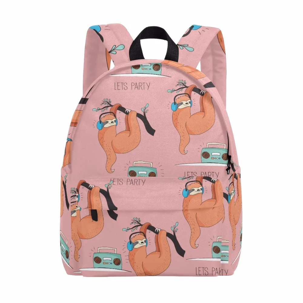 Backpack Pink Cute Sloth School Bag Flowers Bookbags 14 Inches Backpack