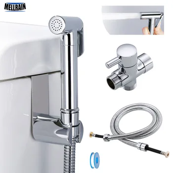 Toilet hand held bidet sprayer kit brass chrome plated bathroom bidet faucet spray shower head with hose & T-adapter & holder brass antique bronze women hand held bidet hot cold shower set mixer portable bidet spray faucet with 1 5m hose ducha higienica