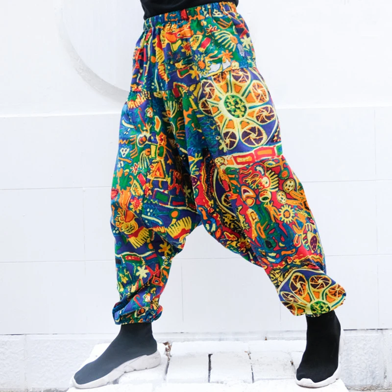 INCERUN шаровары мужские женские штаны непальского типа мешковатые брюки с низкой промежностью свободные широкие брюки хип-хоп эластичная талия плюс M-5XL мужская одежда