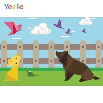 

Yeele Paper Art Farm Sky Clouds Lattice Dog Cat Baby Photography Backgrounds Customized Photographic Backdrops for Photo Studio