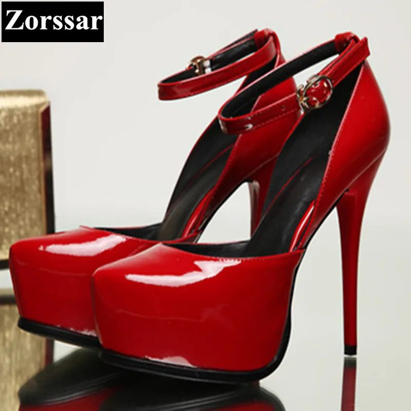 

2017 NEW BIG size 33-41 Patent leather Woman shoes Sexy thin Heel Pointed Toe platform High heels Pumps Women wedding shoes