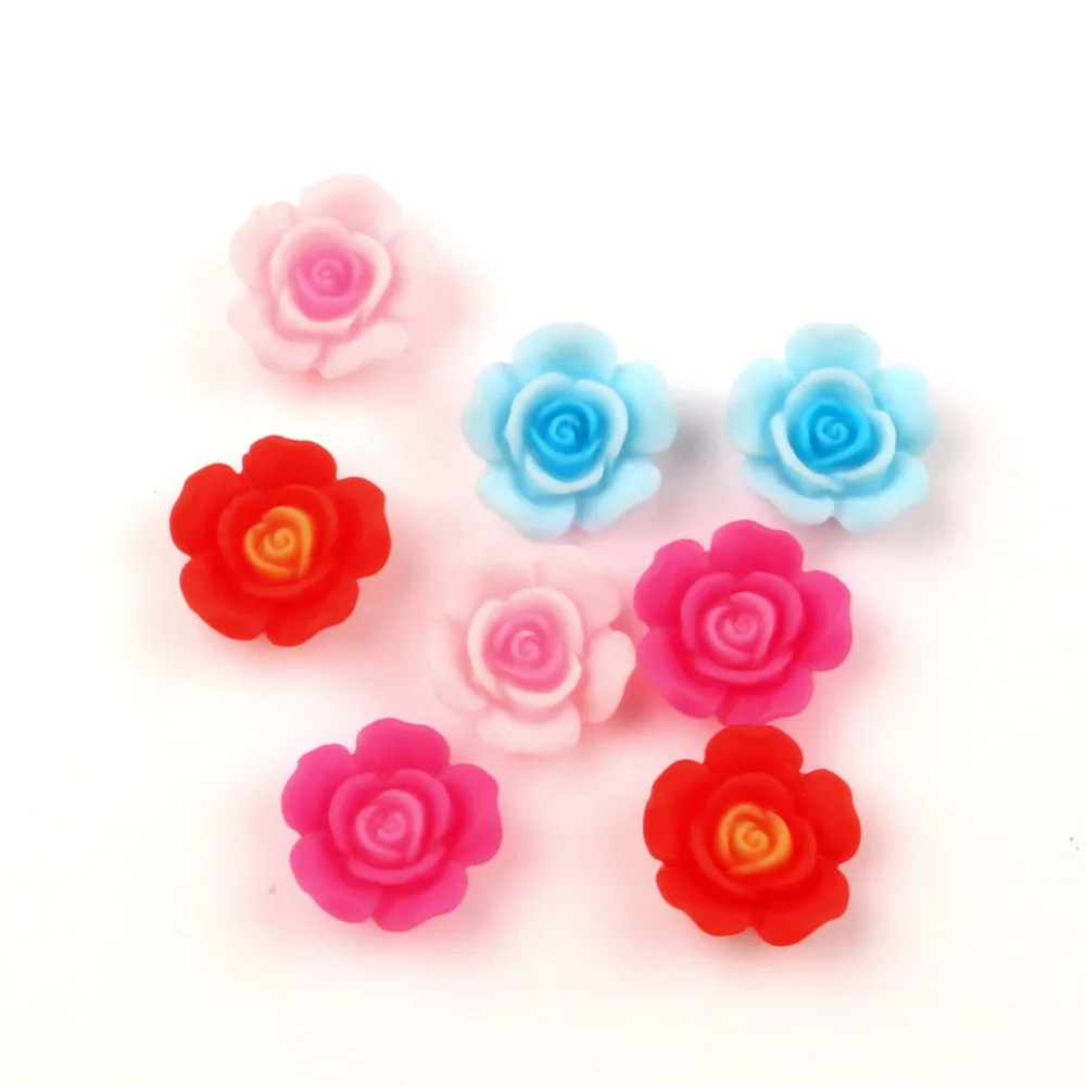 50pcs 14mm Mixed Rabbit Resin Flower Cabochon Flatback Decoration