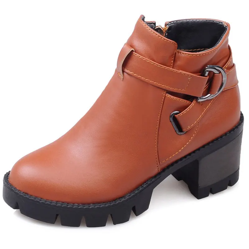 

2016 Winter Shoes Woman PU Snow Boots New Fashion High heel Ankle Boots Women Warm Shoes zipper boots Women Boots size34-43ZT732