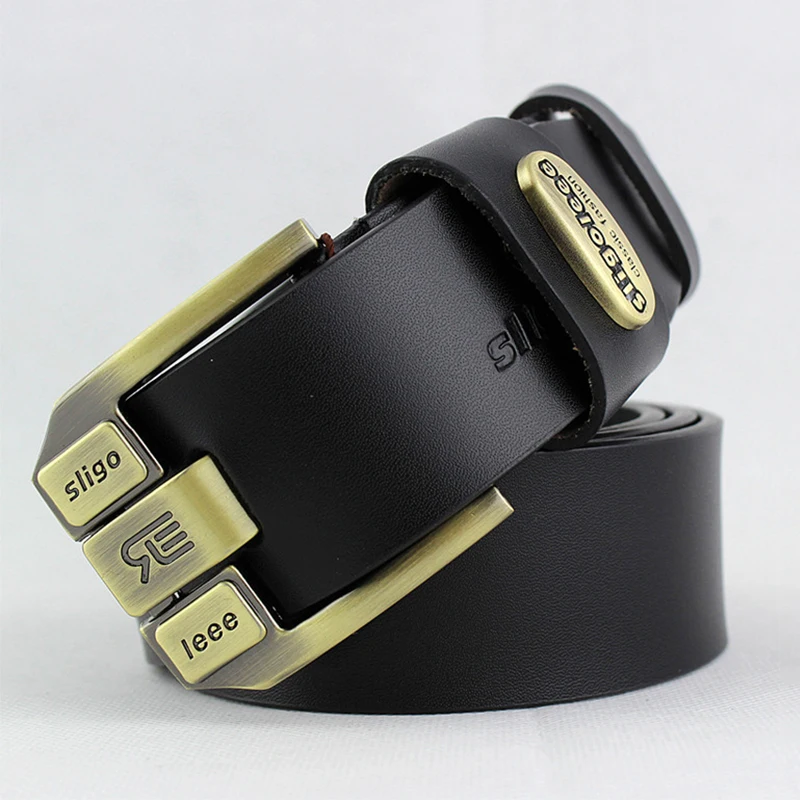 

BYCOBECY 2019 New Men Belt Veritable Wide Pin Buckle Buckles Business Luxury Brand Heren Riem Vintage Cow Leather Men Belt