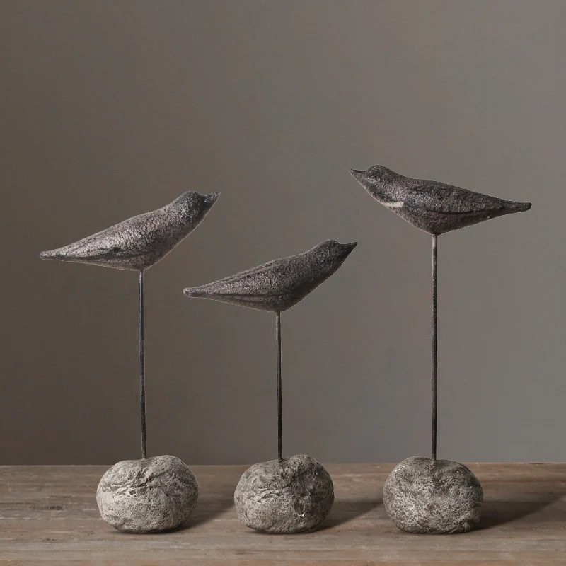 

Nordic Mediterranean Stone Sea Birds Ornaments Creative Resin Animal Decoration Art Collectible