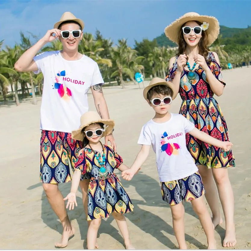 

2015 mother daughter matching dresses summer style mommy and me clothes women grey white blue denim patchwork casual loose dress