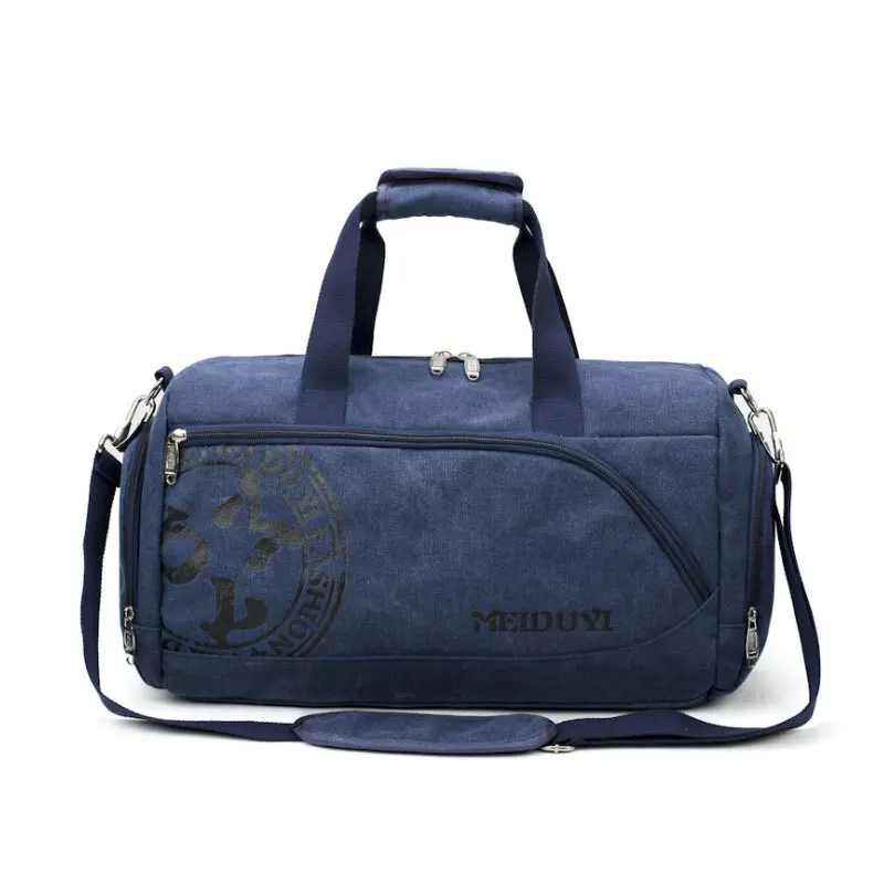 Винтажные спортивные дорожные сумки, мужские холщовые багажные сумки, ручная сумка через плечо, выходные повседневные прочные сумки на плечо, сумка для хранения обуви, большая спортивная сумка - Цвет: Blue