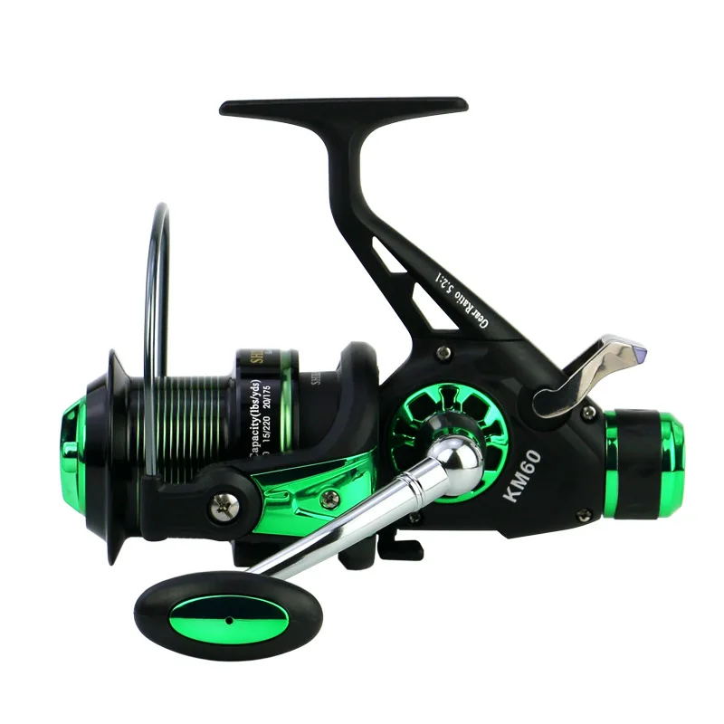 Carrete giratorio en la pesca de la carpa con delantera y trasera doble arrastre de sistema de freno de Baitrunner rollo 4 + 1 DE ACERO INOXIDABLE rodamientos de bolas