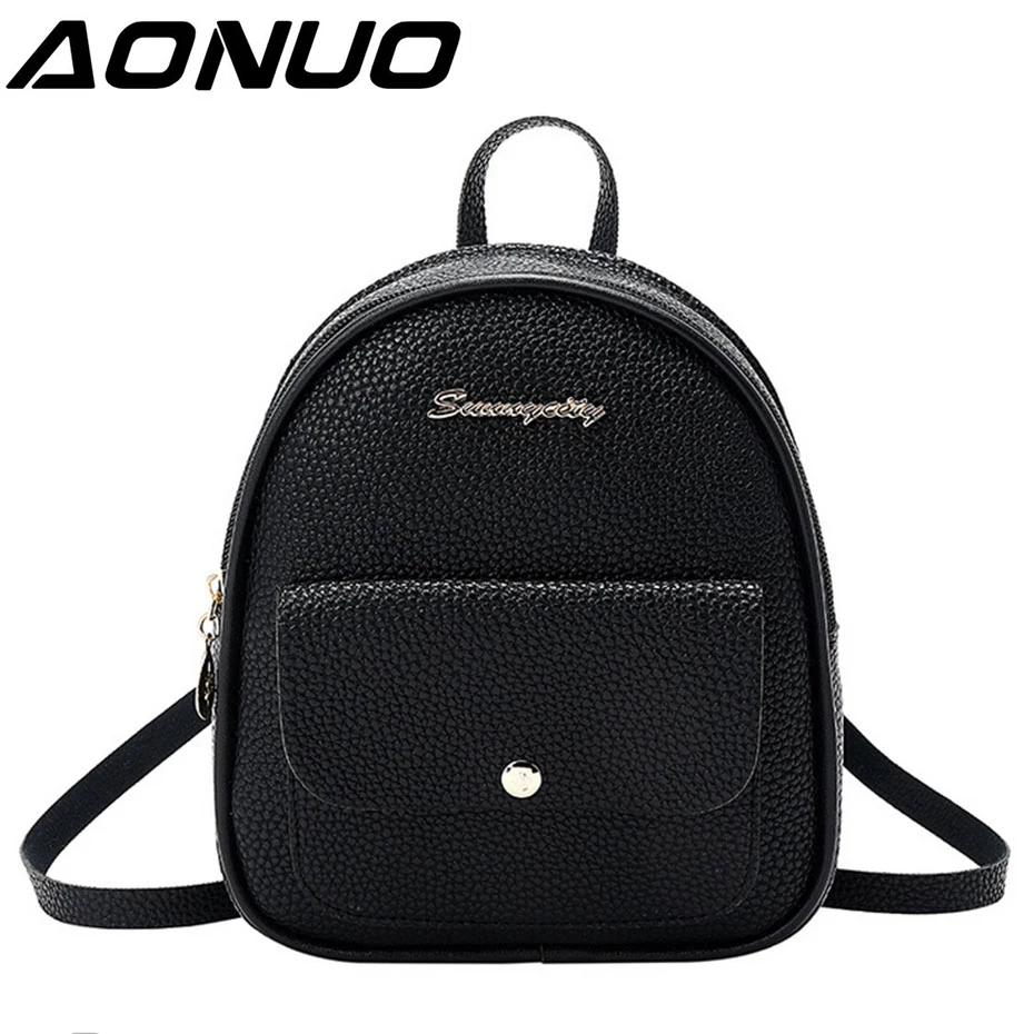 

2019 Korean Style Women Mini Backpack PU Leather Shoulder Bag For Teenage Girls Multi-Function Small Bagpack Female Phone Pouch