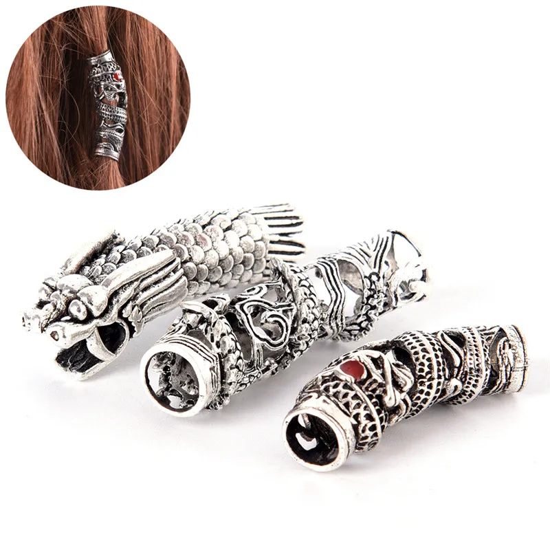 

4*1 CM Vintage Dragon Dreadlock Beads Hair Beads Ring DIY Bracet Jewelry Hand Craft Fashion