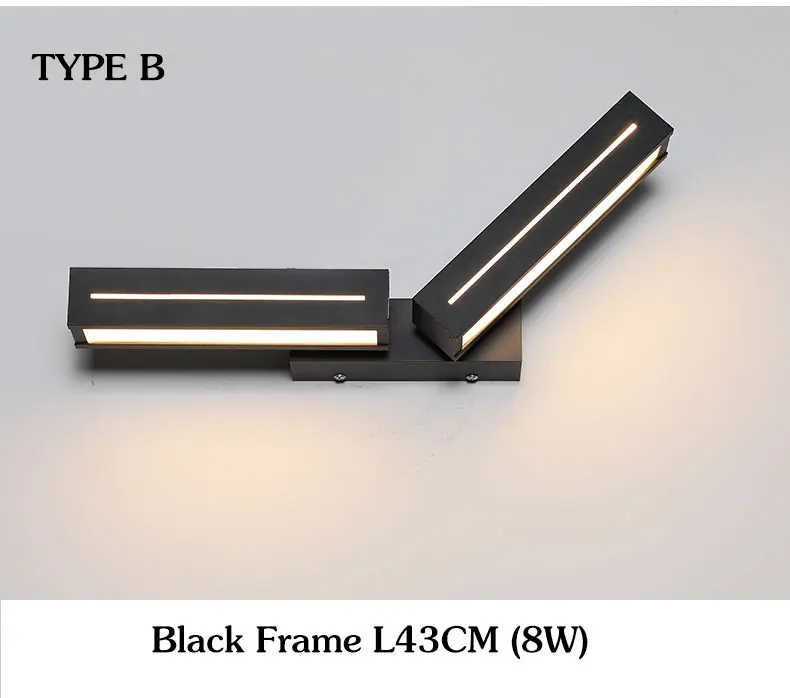 Творческий дом современный светодиодный настенные светильники для Обеденная Спальня Гостиная с регулируемым углом наклона белого и черного цвета с отделкой светодиодный настенный светильник - Цвет абажура: Black Frame B Type