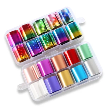 

1box Nail Foil set 2.5*100cm Fashion Holographic Colorful Starry Nail Art Transfer Sticker Manicure Decals