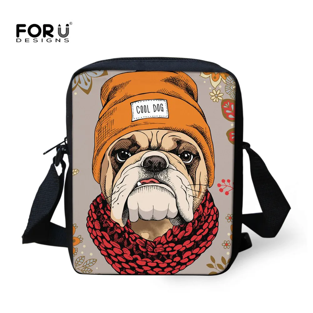 

FORUDESIGNS Crossbody Bags Cool Pugs Printed Shoulder Tote For Teenager Girls Boys New Cartoon Travel Messenger Bag Dropshipping