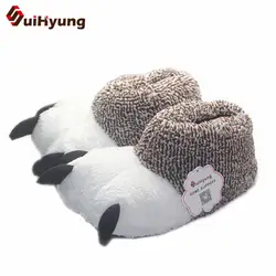 Suihyung/новые женские зимние теплые домашние хлопковые туфли, забавные домашние тапочки из флока с принтом животных, женские и мужские