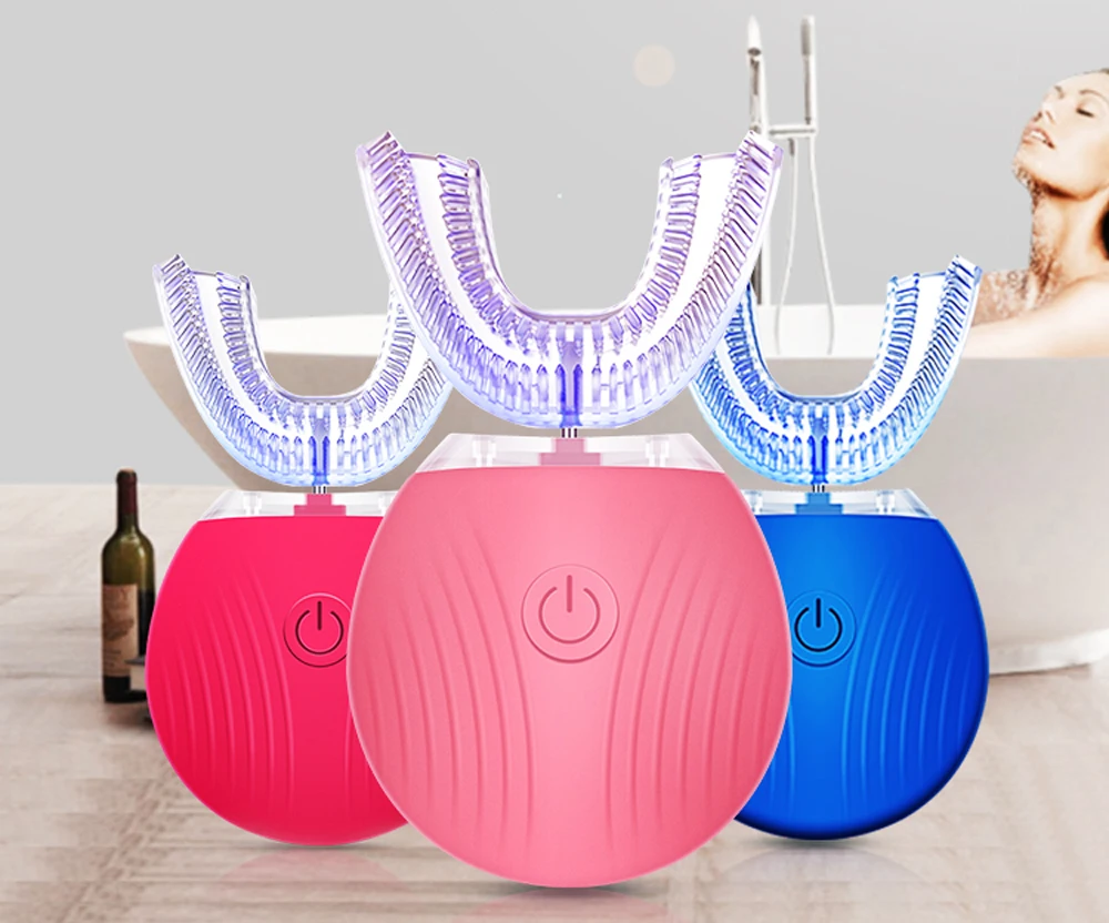 

Electric Toothbrush Sonic Wave Wireless Rechargeable 360 Degree Auto Disinfection Silicon Toothbrush U Shape Timer Whitening