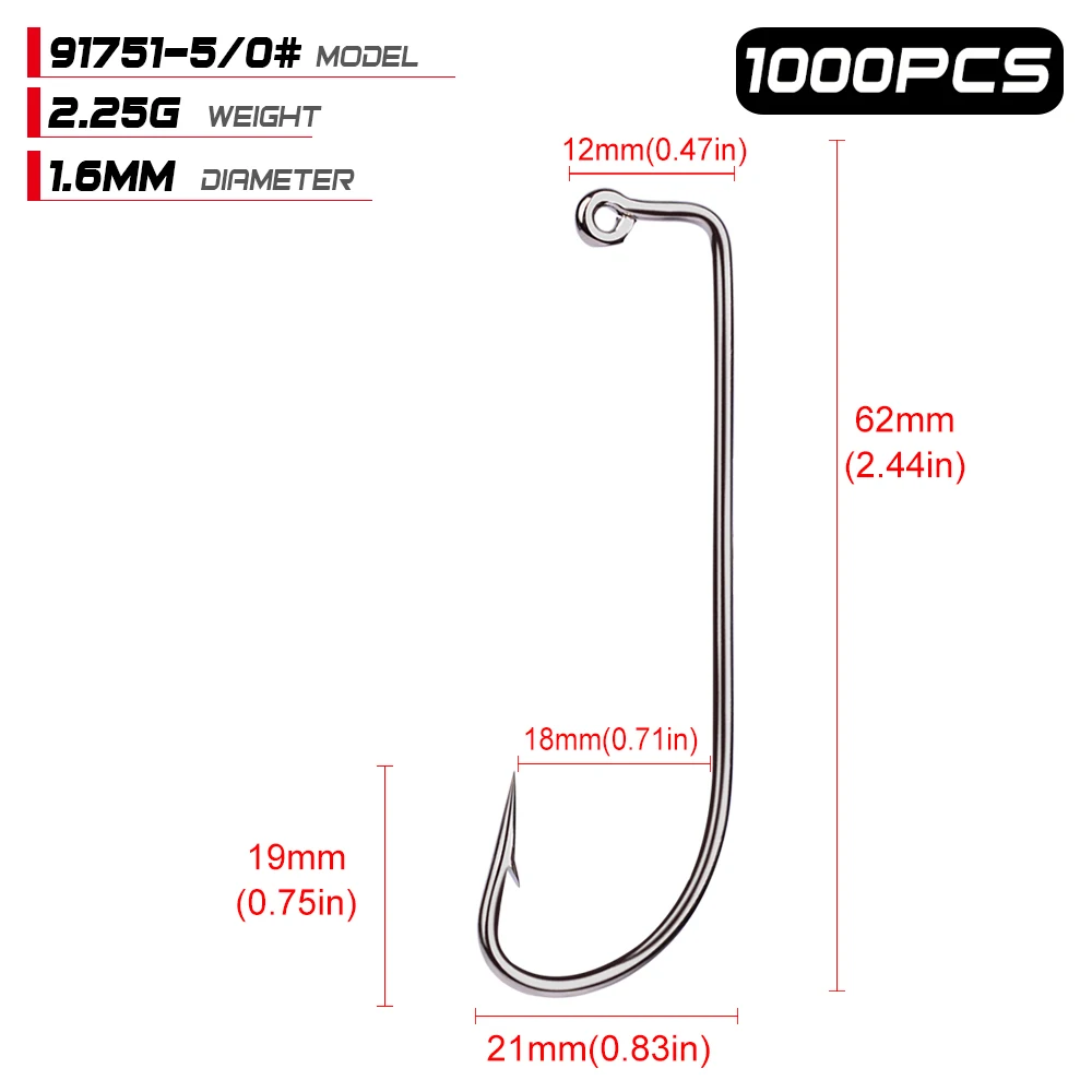 1000 шт. рыболовный крючок 91751-2#-5/0# О 'Шонесси джиг крючок белый никель цвет рыболовный крючок - Цвет: 91751 5 0