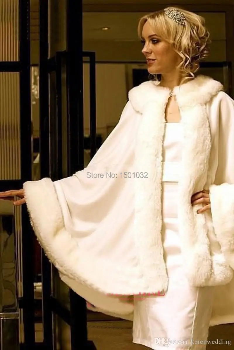 Winter Bridal Capes Ivory Wedding Jackets Faux Fur Perfect For Winter Bridal Capes Ivory Wedding Jackets Faux Fur Perfect For Dress Swing Coat In Stock Wraps Cloak Wrap