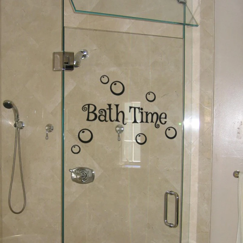 KUCADA Bathroom Bath time Text Quote Sticker Creative Door Glass